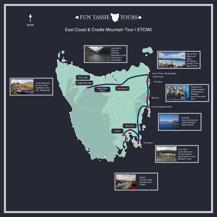 Fun Tassie Tours Maps 5 Day Tour