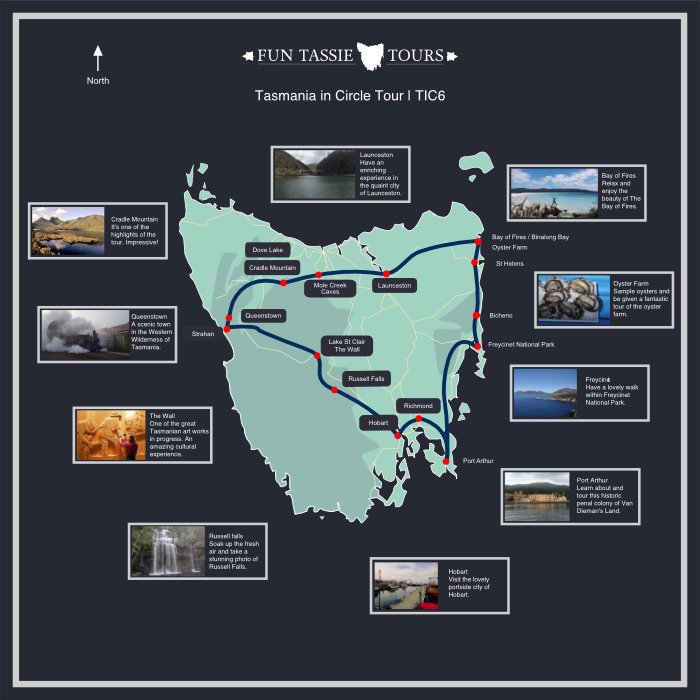 Fun Tassie Tours Maps 6 Day Tour